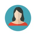 Female face icon in flat design. Woman avatar profile. Vector illustration Royalty Free Stock Photo